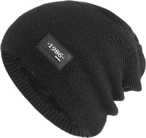 Beanie for Men Women Cold Weather Warm Knit Fleece Lined Cute Beanie Cap Slouchy Beanie Hats Winter Knit Caps