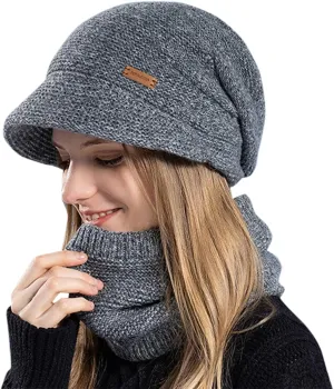 Beanie for Men Women Winter Cable Sherpa Fleece Lined Ribbed Beanie Outdoor Fleece Beanie Plain Knit Beanies