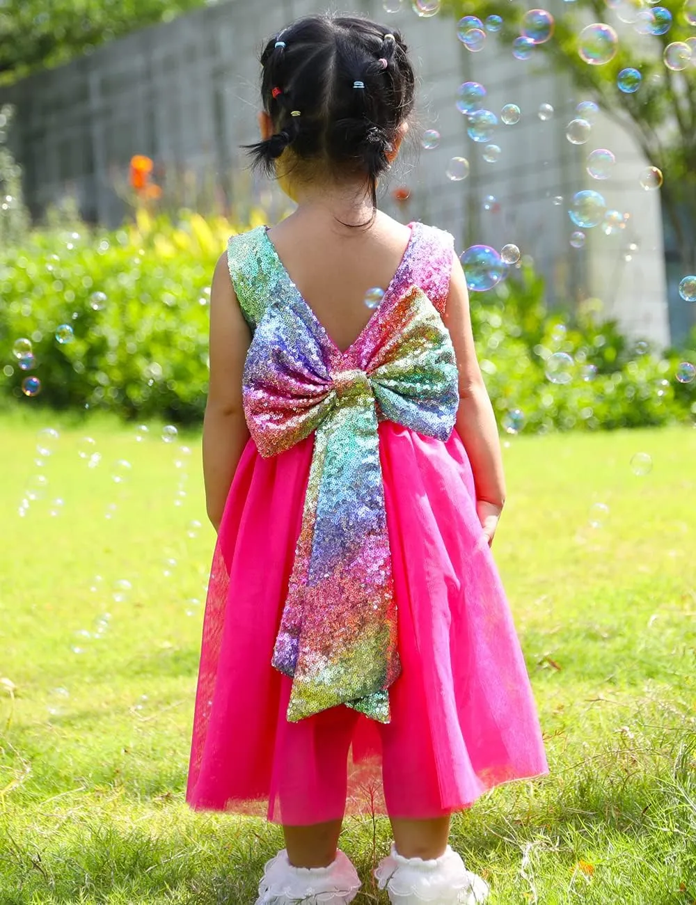 Cilucu Flower Girl Dress Baby Toddlers Sequin Dress Tutu Kids Party Dress Bridesmaid Wedding Gown