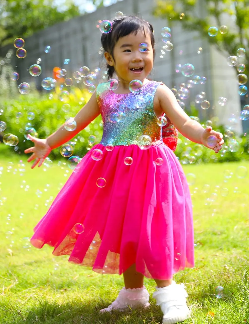 Cilucu Flower Girl Dress Baby Toddlers Sequin Dress Tutu Kids Party Dress Bridesmaid Wedding Gown