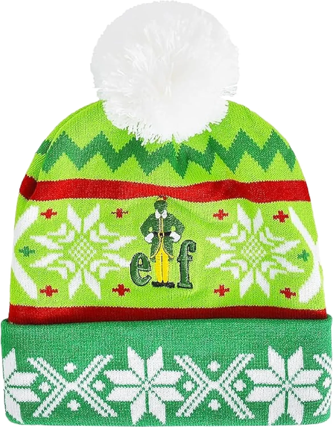 Concept One Women's Elf Beanie Hat, Christmas Holiday Cuffed Winter Knit Cap with Pom