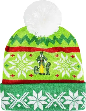 Concept One Women's Elf Beanie Hat, Christmas Holiday Cuffed Winter Knit Cap with Pom