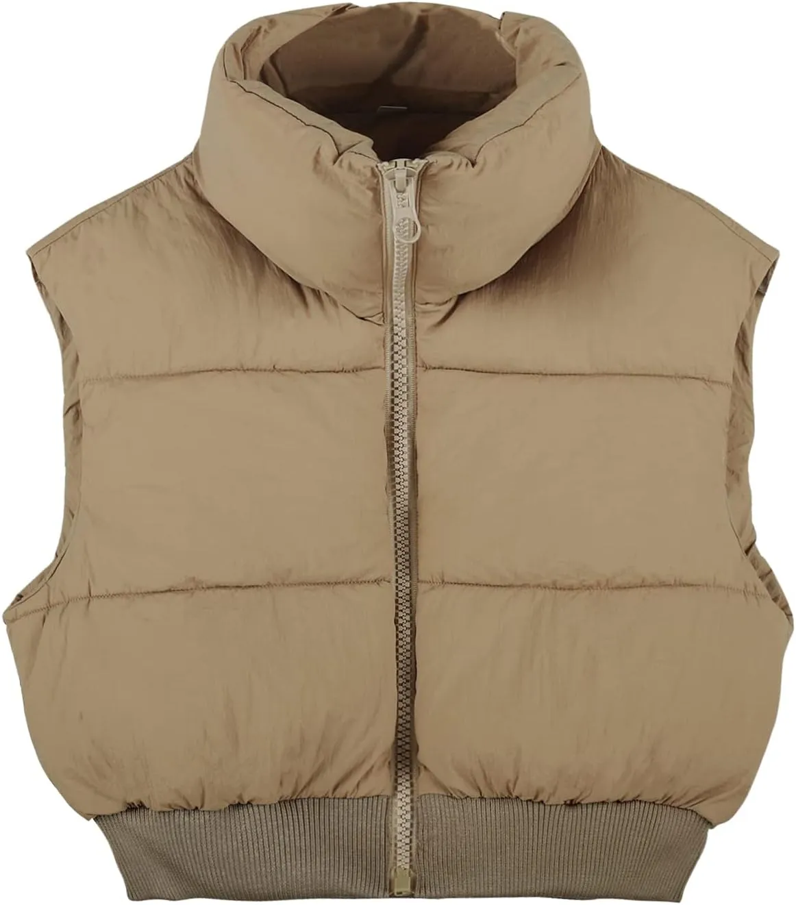 Flygo Women's Cropped Puffer Vest Zip Up Stand Collar Sleeveless Padded Bubble Vest