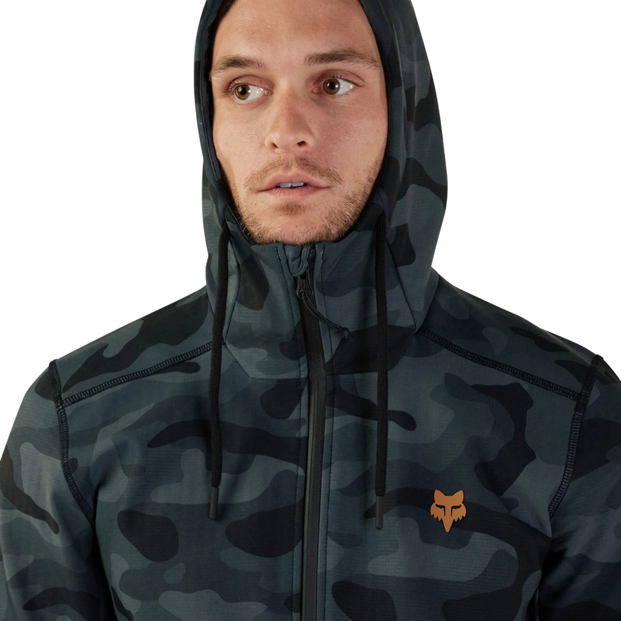 Fox Racing  Mens Pit Camo Jacket DWR 3 Layer Fabric Midweight Softshell Black