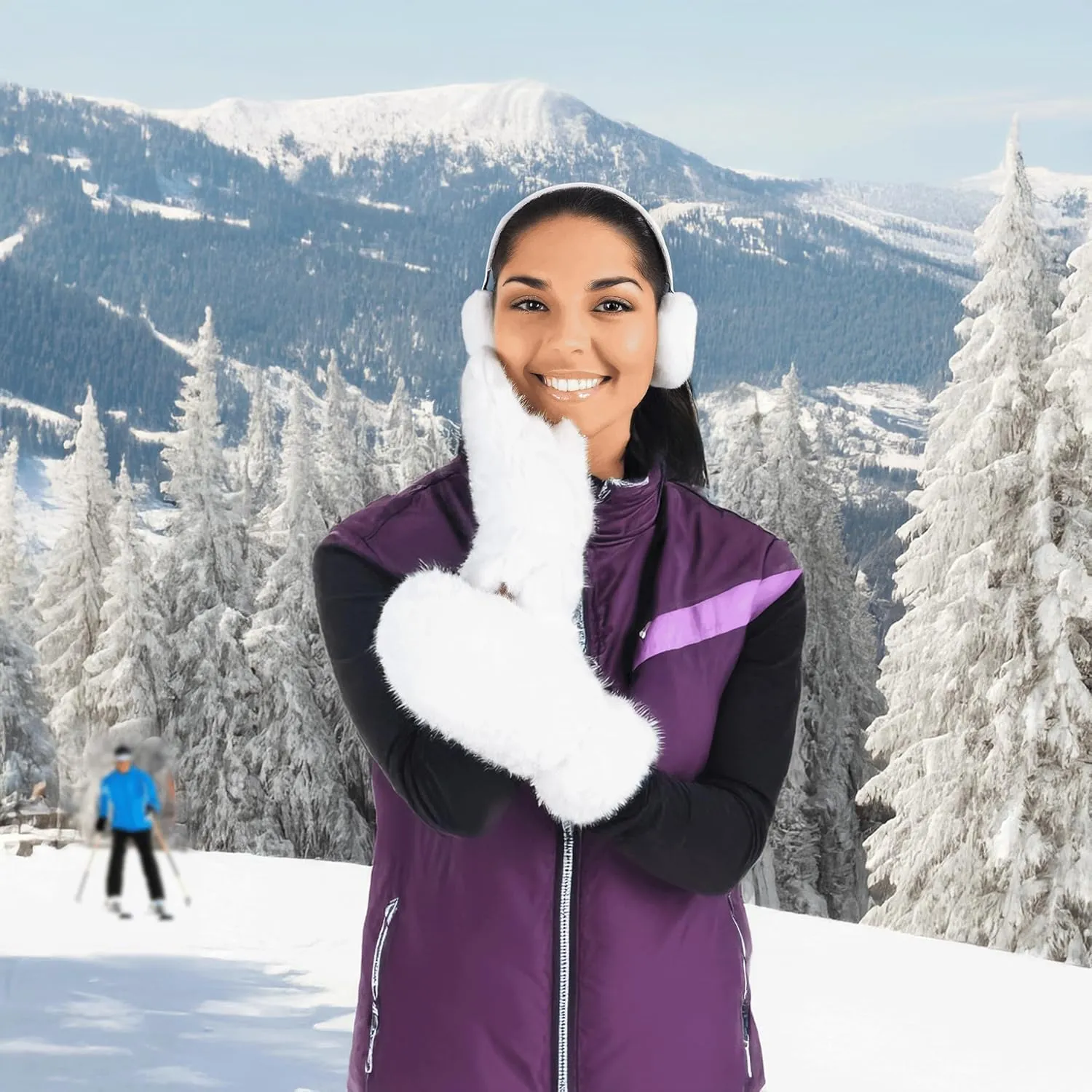 Funky Junque Fuzzy Mittens for Women Faux Fur Cold Weather Gloves Fleece Lined Cute Furry Fluffy Warm Winter Fashion