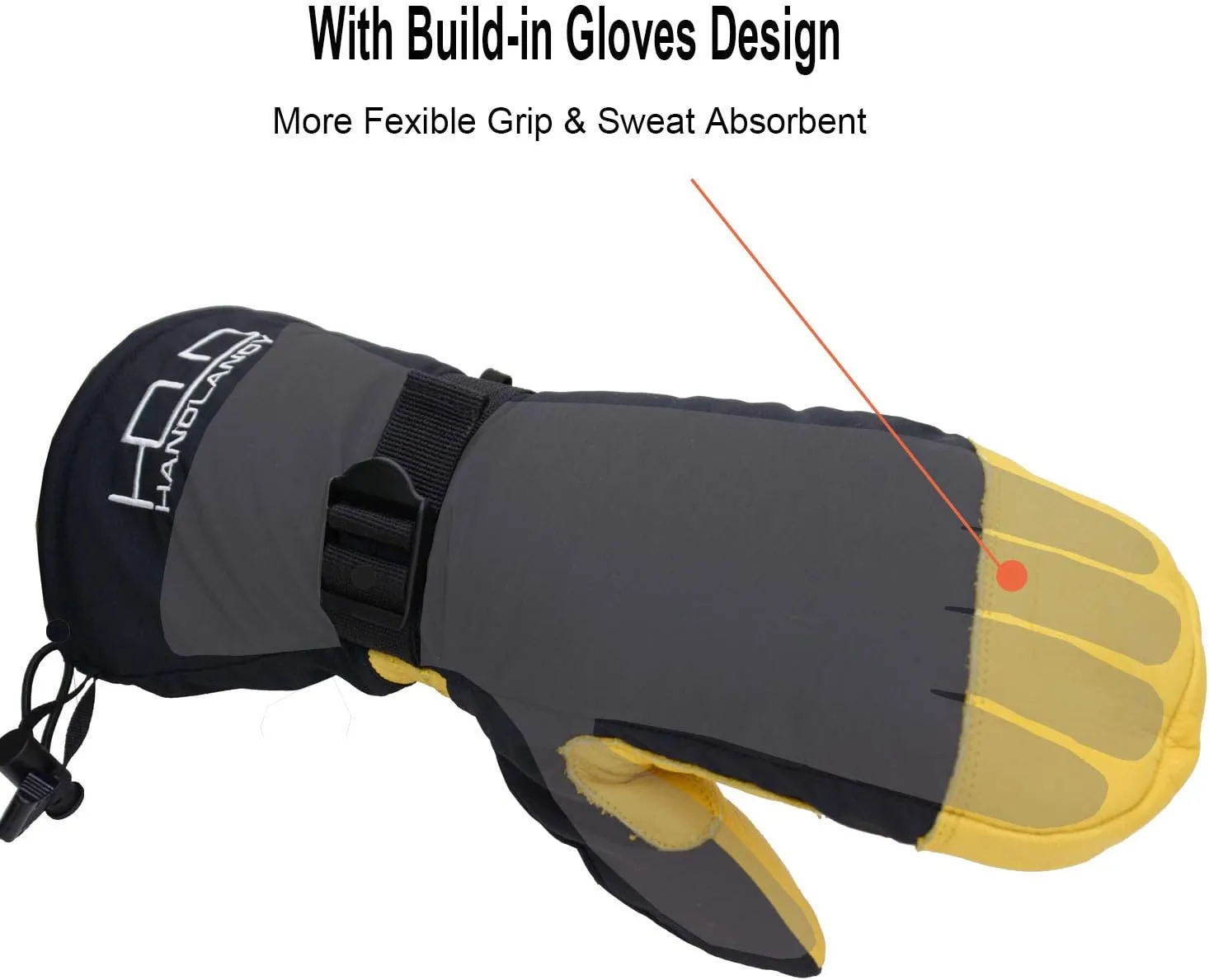 HANDLANDY Winter Snowboarding Mittens Men Women - Warm 3M Thinsulate Thermal Ski Mitten with Build-in Gloves