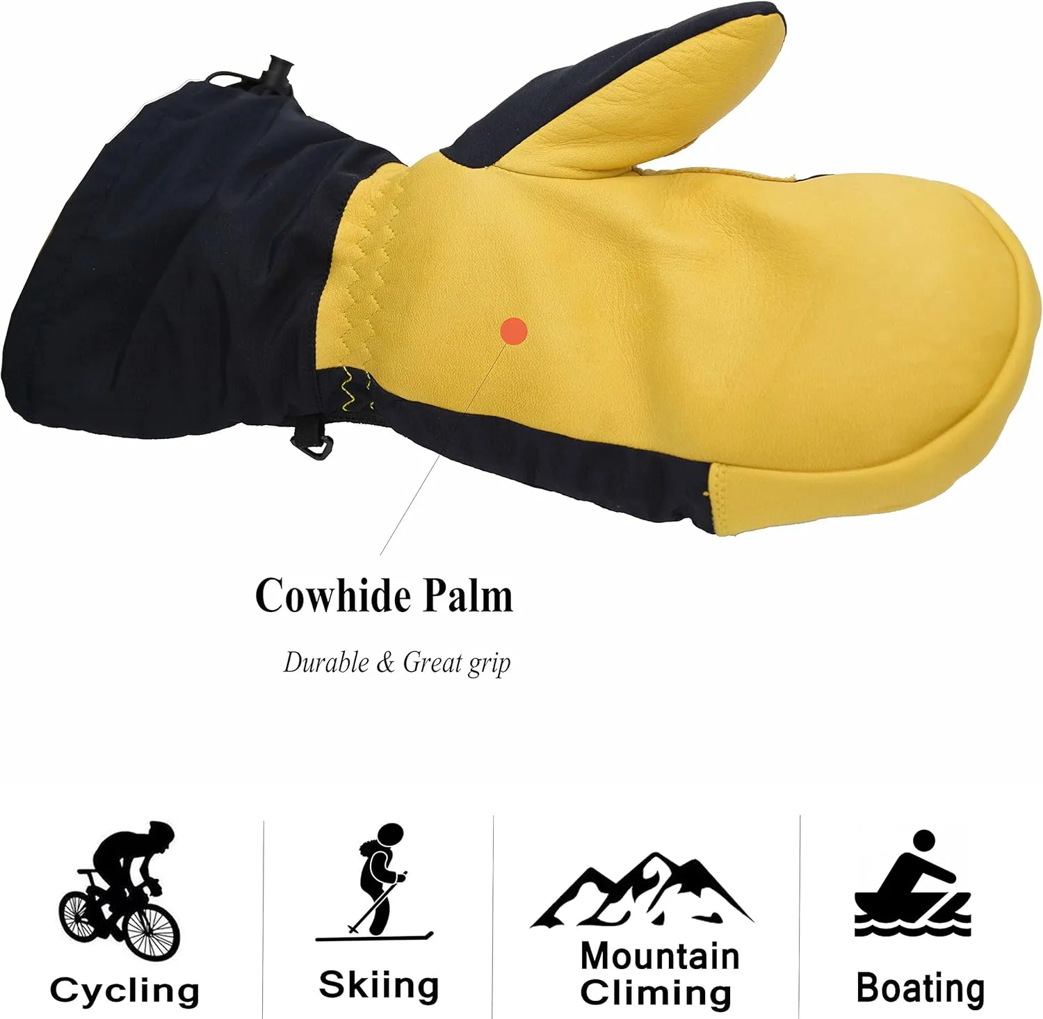 HANDLANDY Winter Snowboarding Mittens Men Women - Warm 3M Thinsulate Thermal Ski Mitten with Build-in Gloves