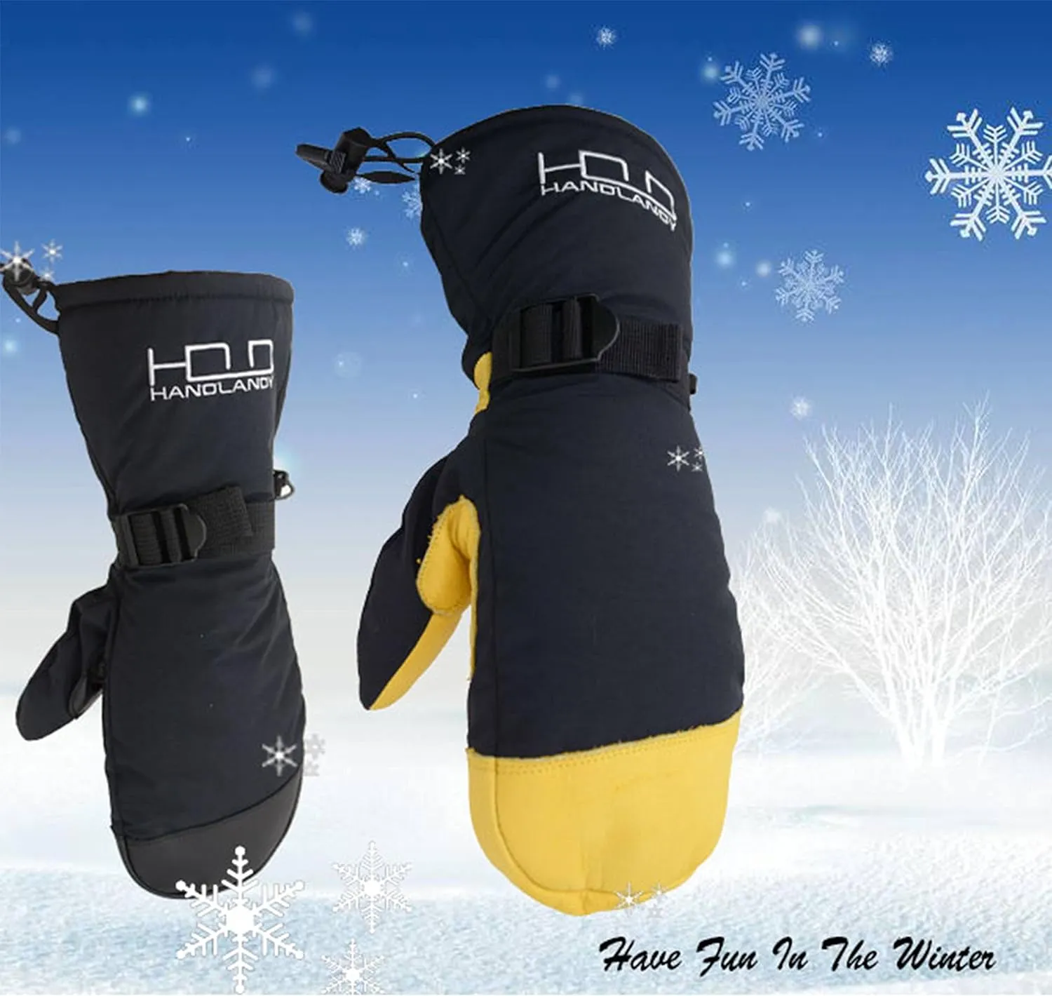 HANDLANDY Winter Snowboarding Mittens Men Women - Warm 3M Thinsulate Thermal Ski Mitten with Build-in Gloves
