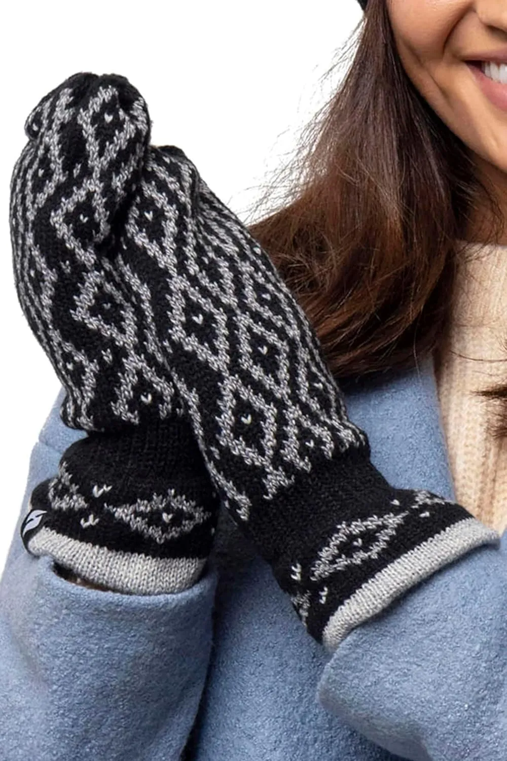 HEAT HOLDERS - Womens Warm Fleece Lined Thermal Cold Weather Knit Winter Mittens
