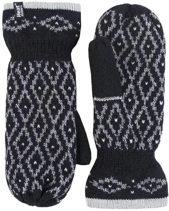 HEAT HOLDERS - Womens Warm Fleece Lined Thermal Cold Weather Knit Winter Mittens