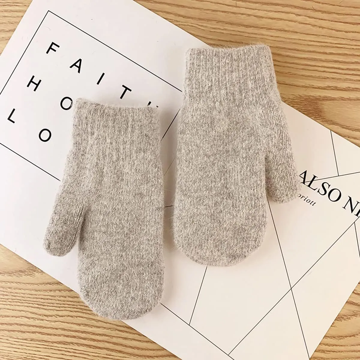 Knit Mittens for Women Warm Winter Fleece Lined Mittens Women‘s Gloves for Cold Weather