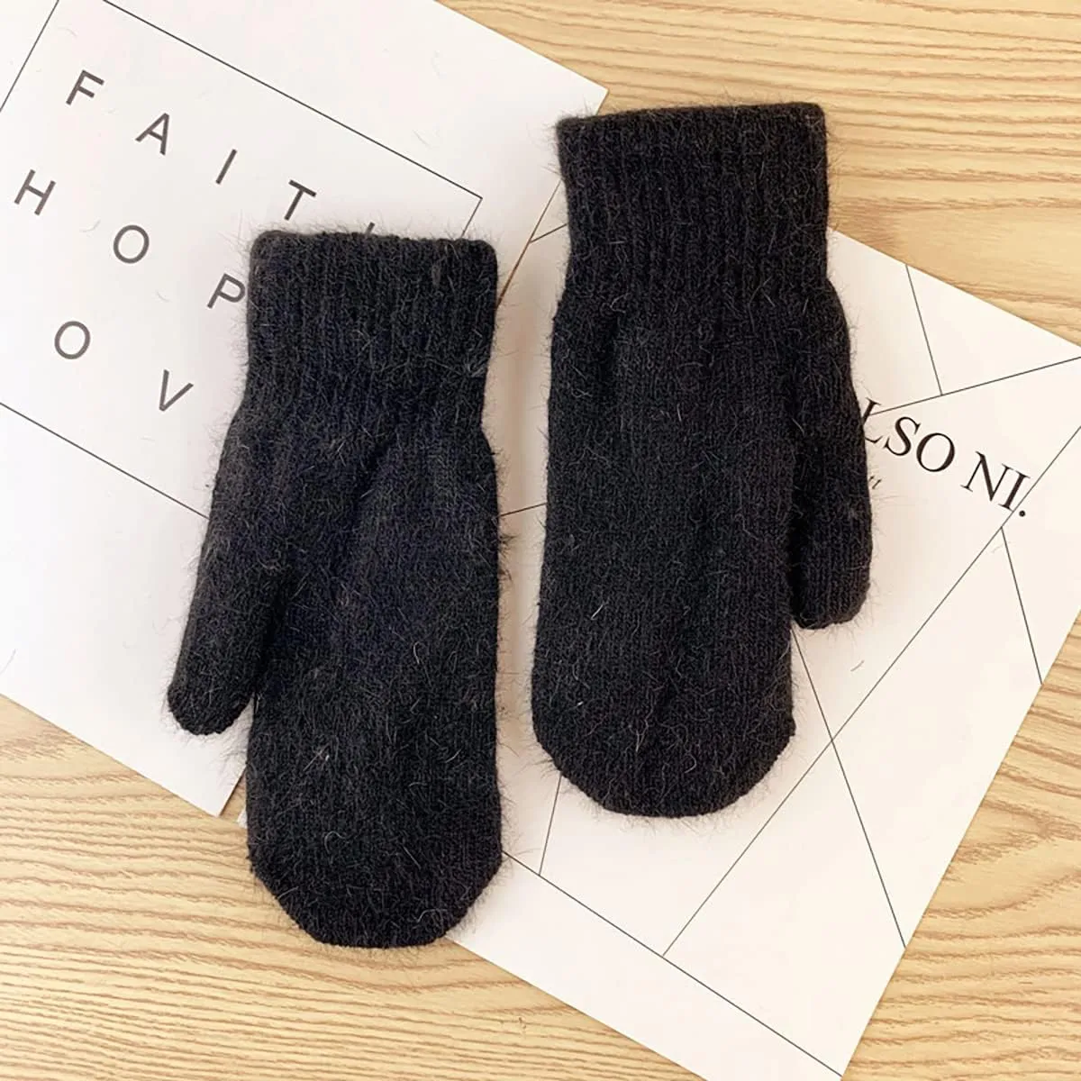 Knit Mittens for Women Warm Winter Fleece Lined Mittens Women‘s Gloves for Cold Weather