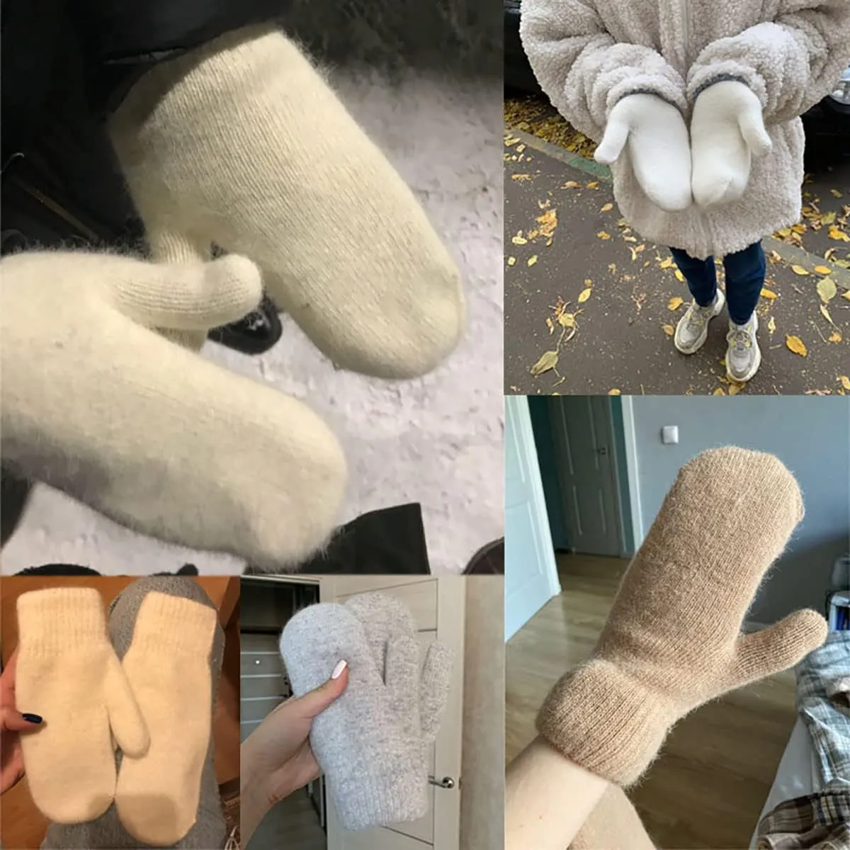 Knit Mittens for Women Warm Winter Fleece Lined Mittens Women‘s Gloves for Cold Weather
