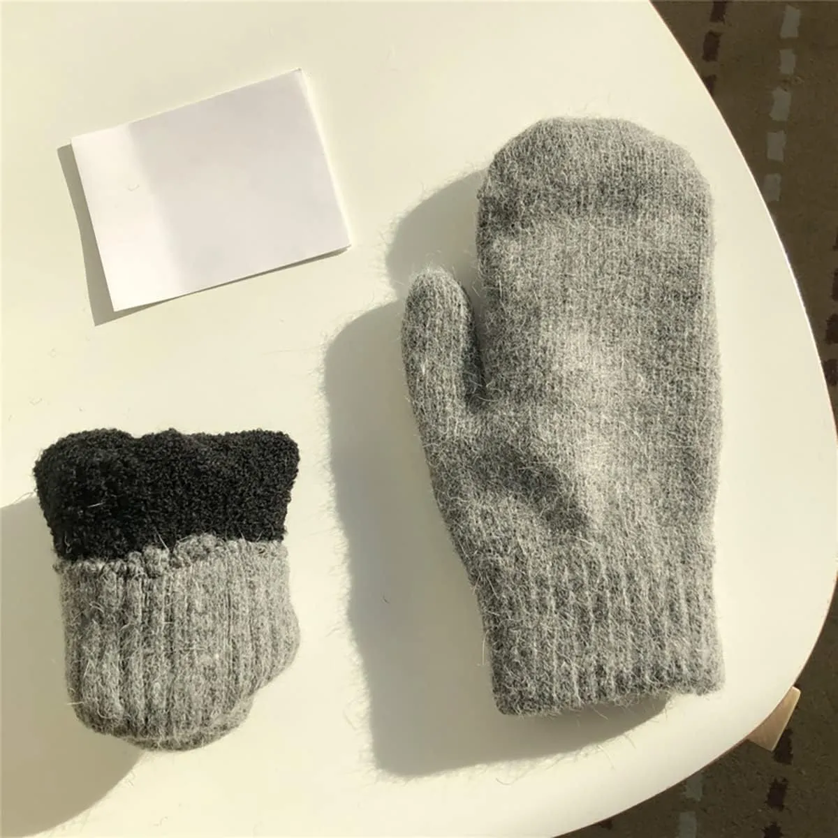Knit Mittens for Women Warm Winter Fleece Lined Mittens Women‘s Gloves for Cold Weather