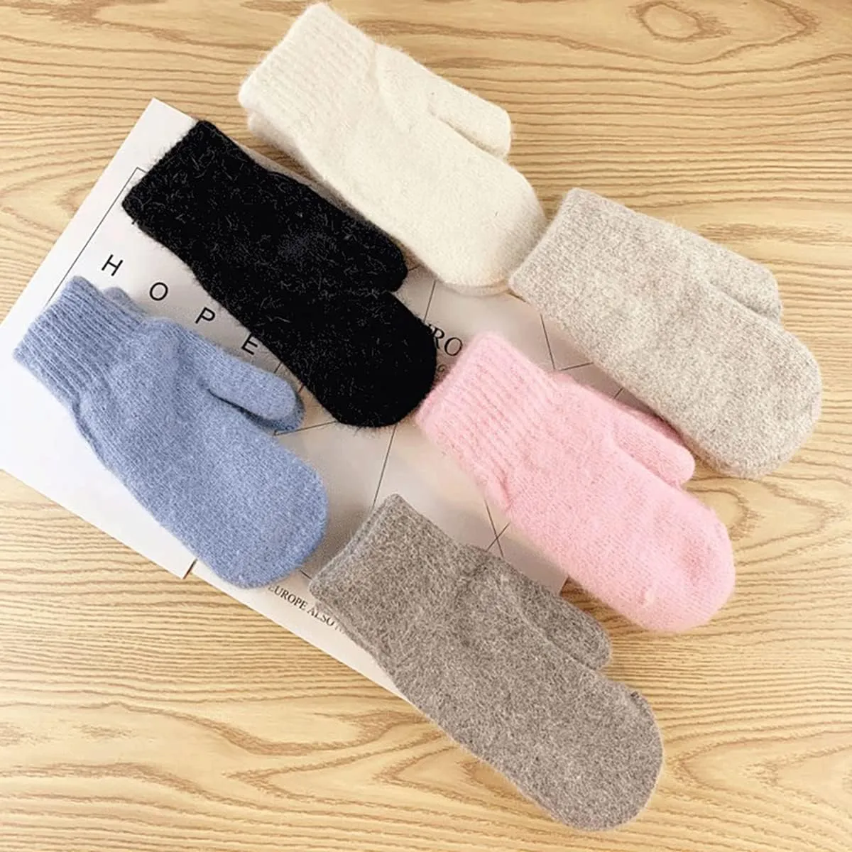 Knit Mittens for Women Warm Winter Fleece Lined Mittens Women‘s Gloves for Cold Weather