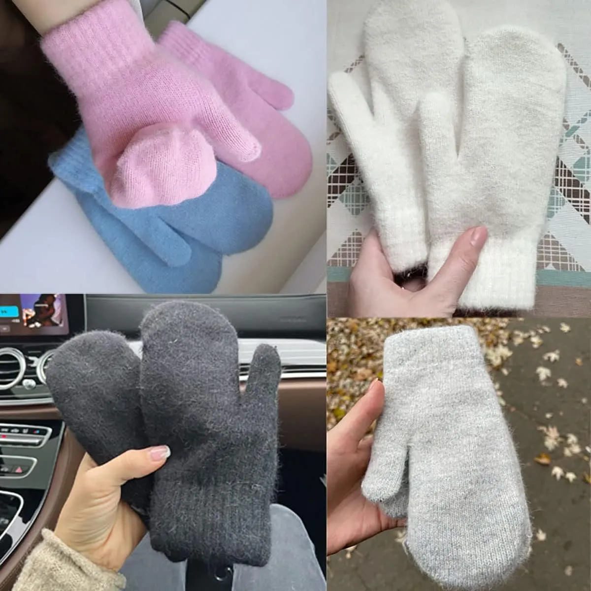 Knit Mittens for Women Warm Winter Fleece Lined Mittens Women‘s Gloves for Cold Weather