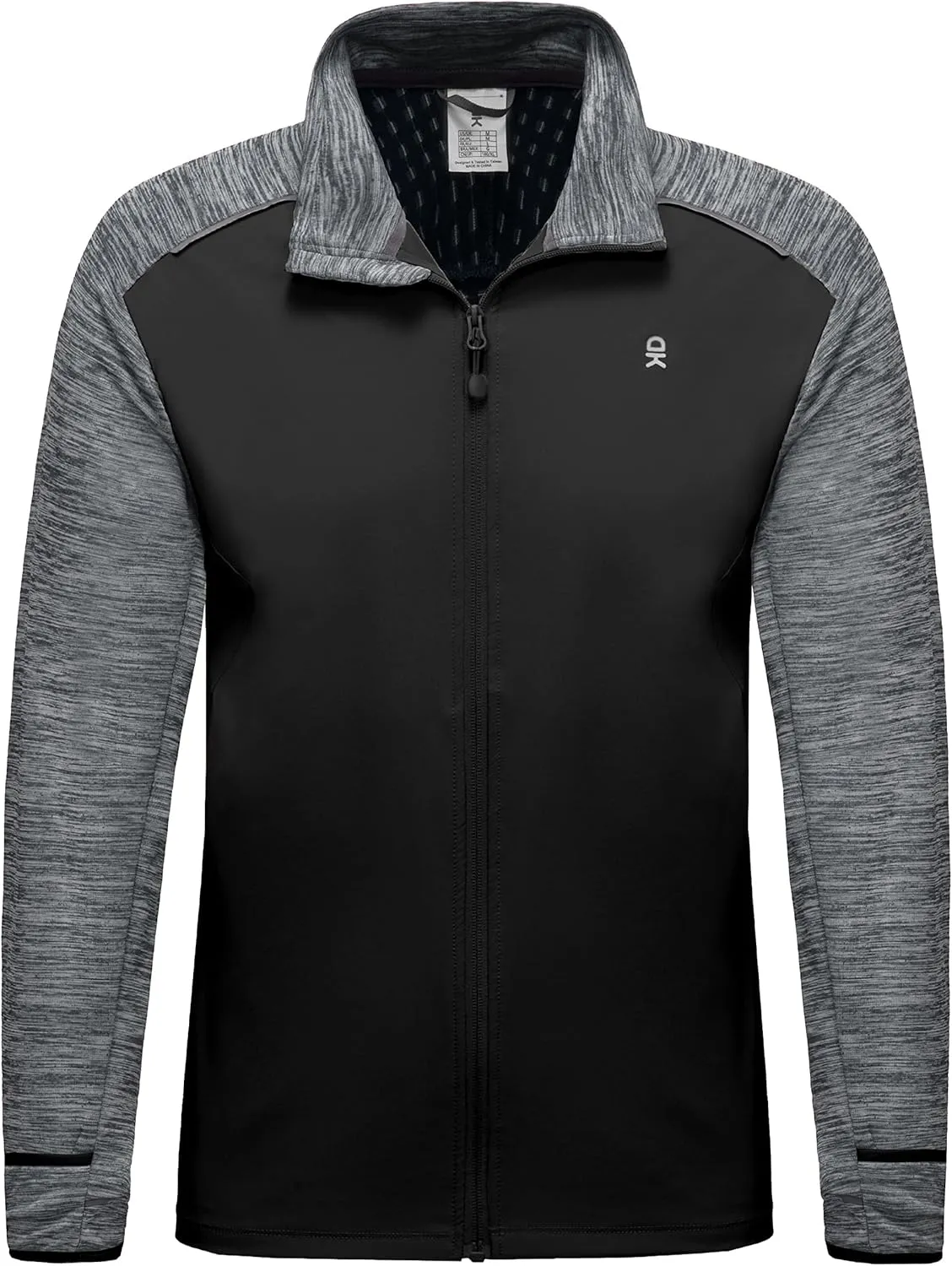 Little Donkey Andy Men's Quick Dry Warm Lightweight Running Jacket Full Zip Thermal Hybrid Thumbholes Golf Track Jacket