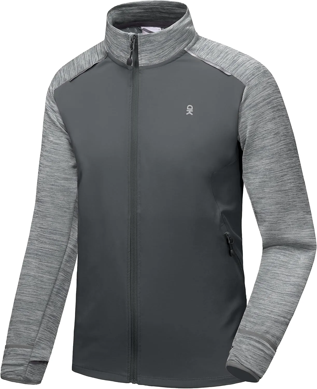 Little Donkey Andy Men's Quick Dry Warm Lightweight Running Jacket Full Zip Thermal Hybrid Thumbholes Golf Track Jacket