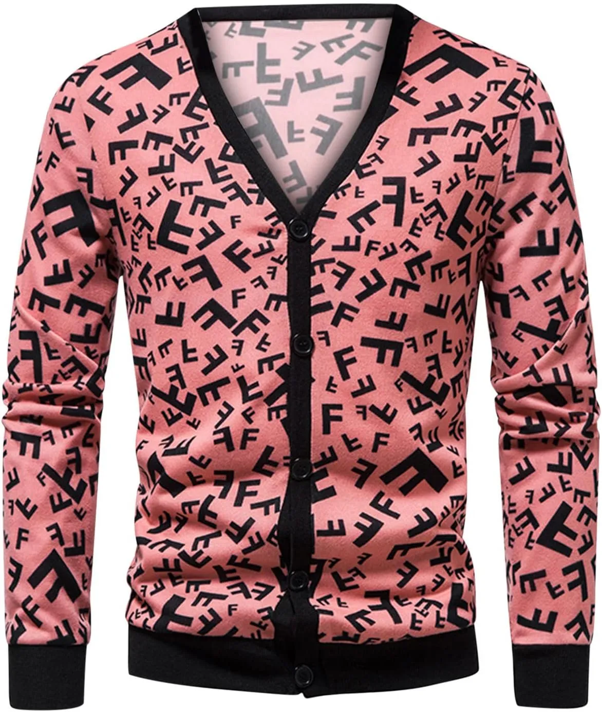 Men's Lightweight Wool Cardigan Sweater Wool Blend V Neck Buttons Knitwear Slim Fit Ethnic Print Casual Cardigans