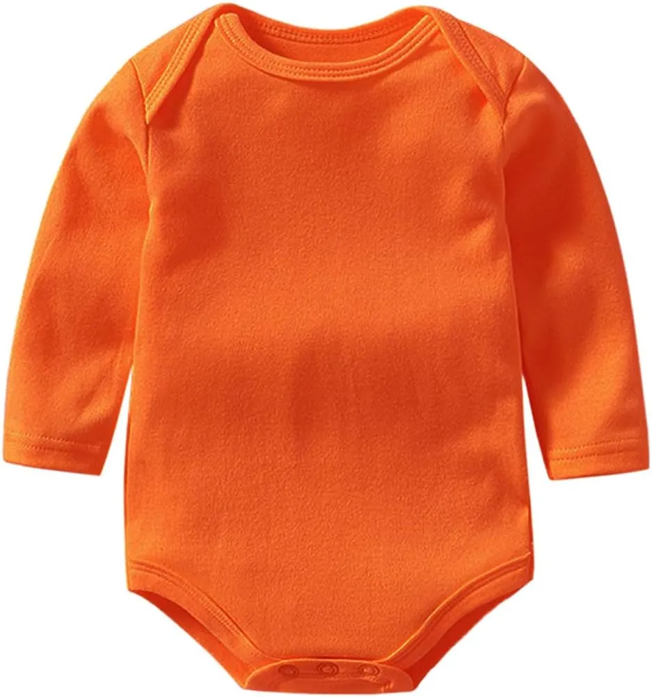 Newborn Baby Long Sleeve Bodysuits 100% Cotton Solid Color 0-24 Months 3-Pack Set