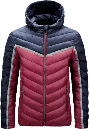 QWENTMTNTY Mens Lightweight Puffer Jackets with Hood Full Zip Winter Thermal Warm Down Coats Big and Tall Windproof Windbreaker