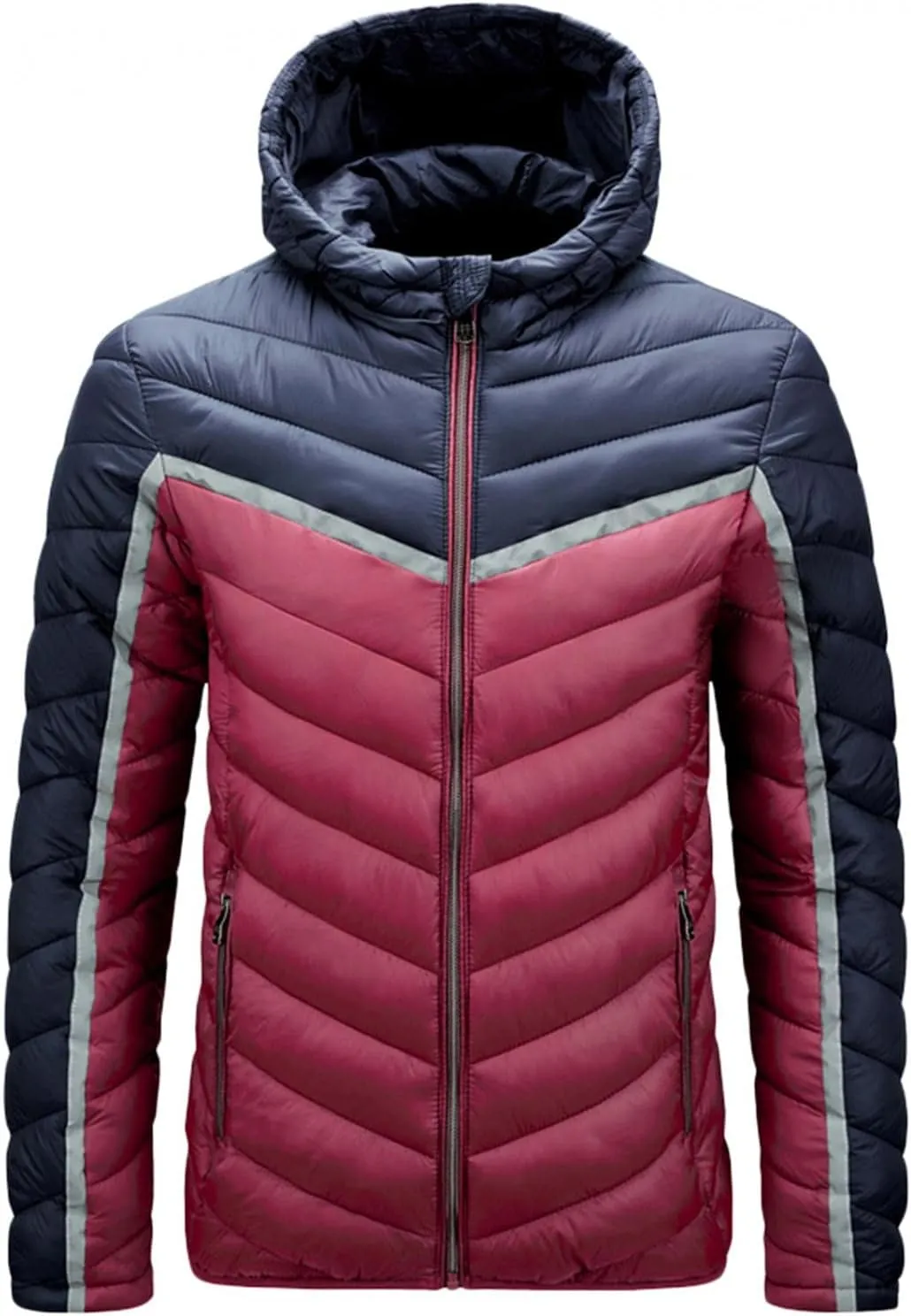 QWENTMTNTY Mens Lightweight Puffer Jackets with Hood Full Zip Winter Thermal Warm Down Coats Big and Tall Windproof Windbreaker
