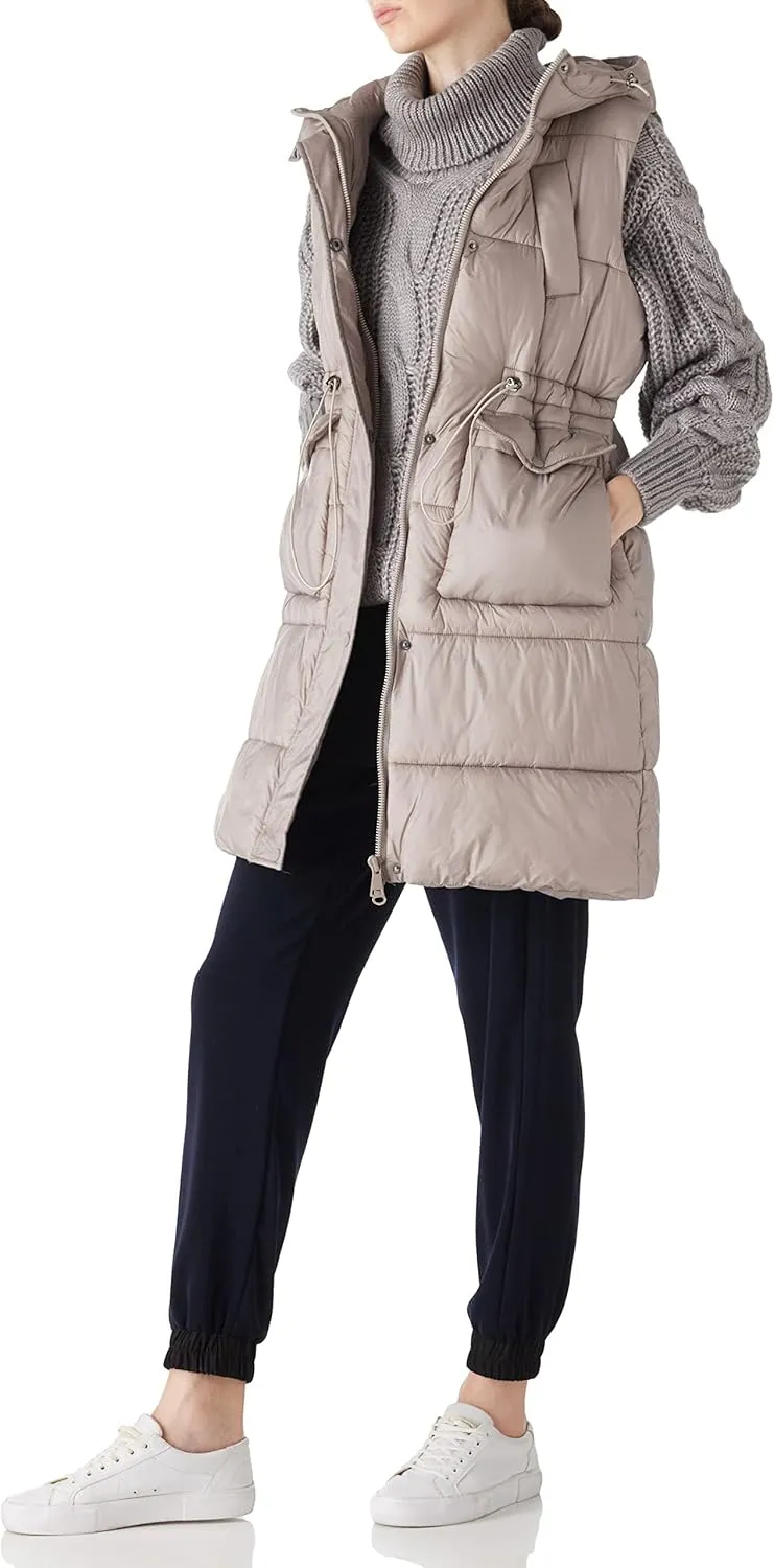 RISISSIDA Puffer Vest Women Long Puffy Quilted Hooded Sleeveless Loose Jacket
