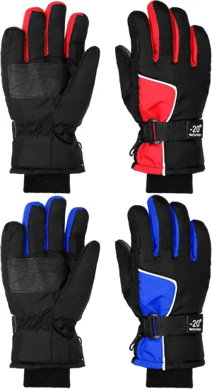 SATINIOR 2 Pairs Kids Waterproof Winter Snow Gloves Ski Gloves for Boy Girl Outdoor Warm Thickening Snowboard
