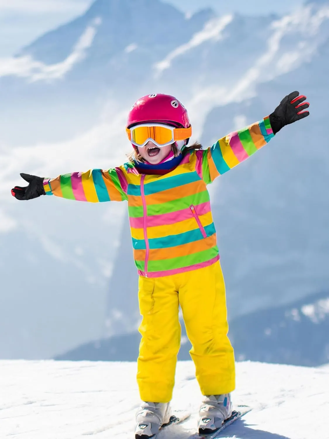 SATINIOR 2 Pairs Kids Waterproof Winter Snow Gloves Ski Gloves for Boy Girl Outdoor Warm Thickening Snowboard