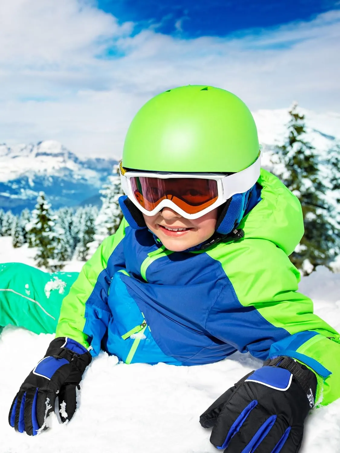 SATINIOR 2 Pairs Kids Waterproof Winter Snow Gloves Ski Gloves for Boy Girl Outdoor Warm Thickening Snowboard