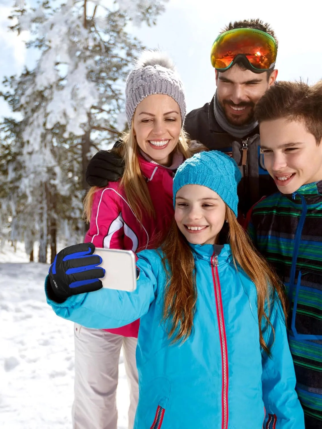 SATINIOR 2 Pairs Kids Waterproof Winter Snow Gloves Ski Gloves for Boy Girl Outdoor Warm Thickening Snowboard