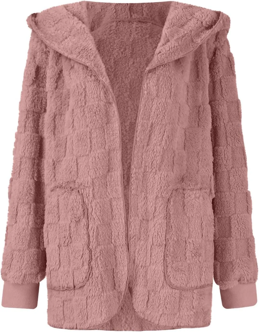 Sherpa Lined Hoodie Womens Sherpa Jacket Fuzzy Hoodie Solid Color Warm Oversized Fleece Jackets Fluffy Coat with Pockets