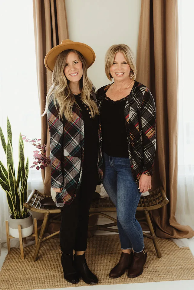 Soft Plaid Knit Cardigan