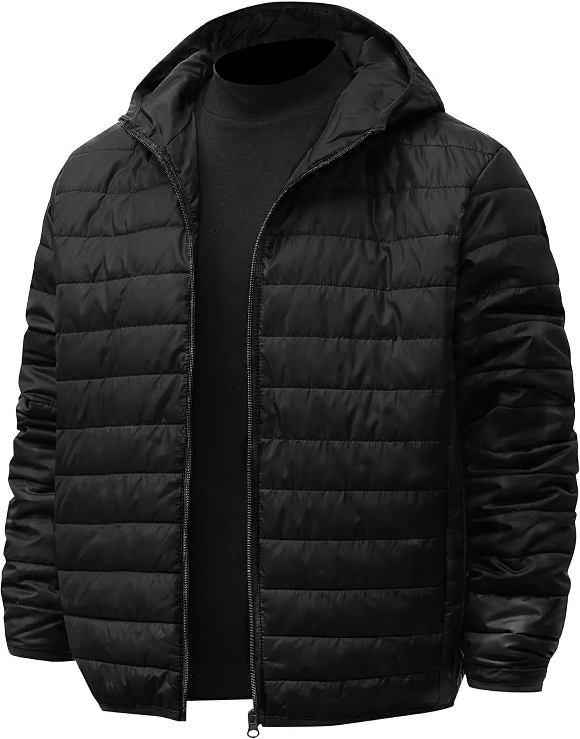 Thatrich Mens Hooded Winter Jacket Oversized Lightweight Puffer Jacket Quilted Down Coat Outdoor Overcoat Warm Outwear Coats