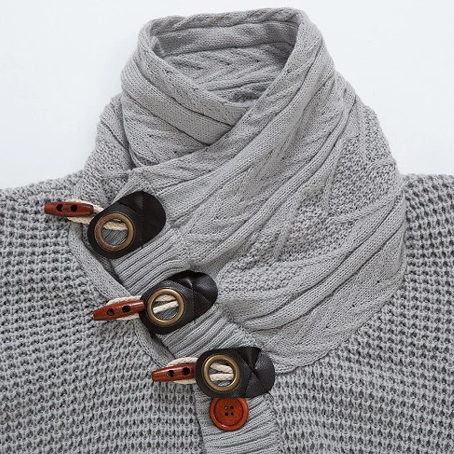 tuduoms Men's Vintage Cardigan Sweaters Lapel Button Down Long Sleeve Chunky Knit Sweater Coat Warm Winter Cable Cardigans