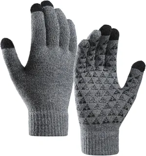 Winter Gloves Men,Full Fingers Touch Screen Thermal Knit Lining Warmers Gloves for Driving Kids Cold Weather Hiking