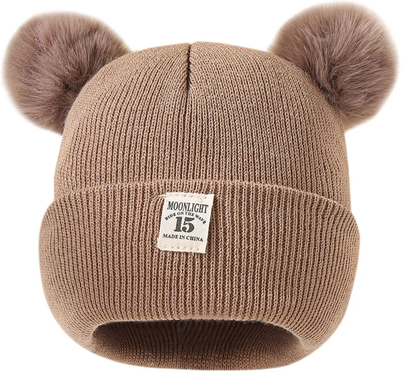 Winter Hat for Kids Toddler Children Boys Girls Beanie with Double Poms Poms Soft Warm Knitted Beanie Hat