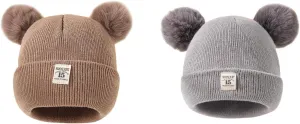Winter Hat for Kids Toddler Children Boys Girls Beanie with Double Poms Poms Soft Warm Knitted Beanie Hat