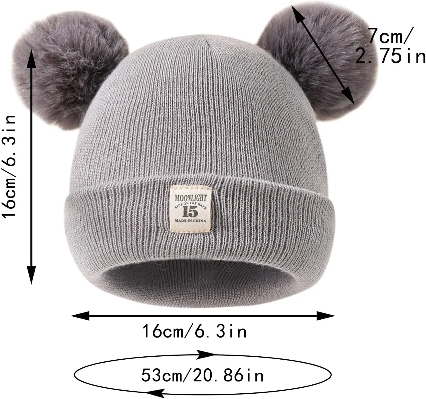 Winter Hat for Kids Toddler Children Boys Girls Beanie with Double Poms Poms Soft Warm Knitted Beanie Hat
