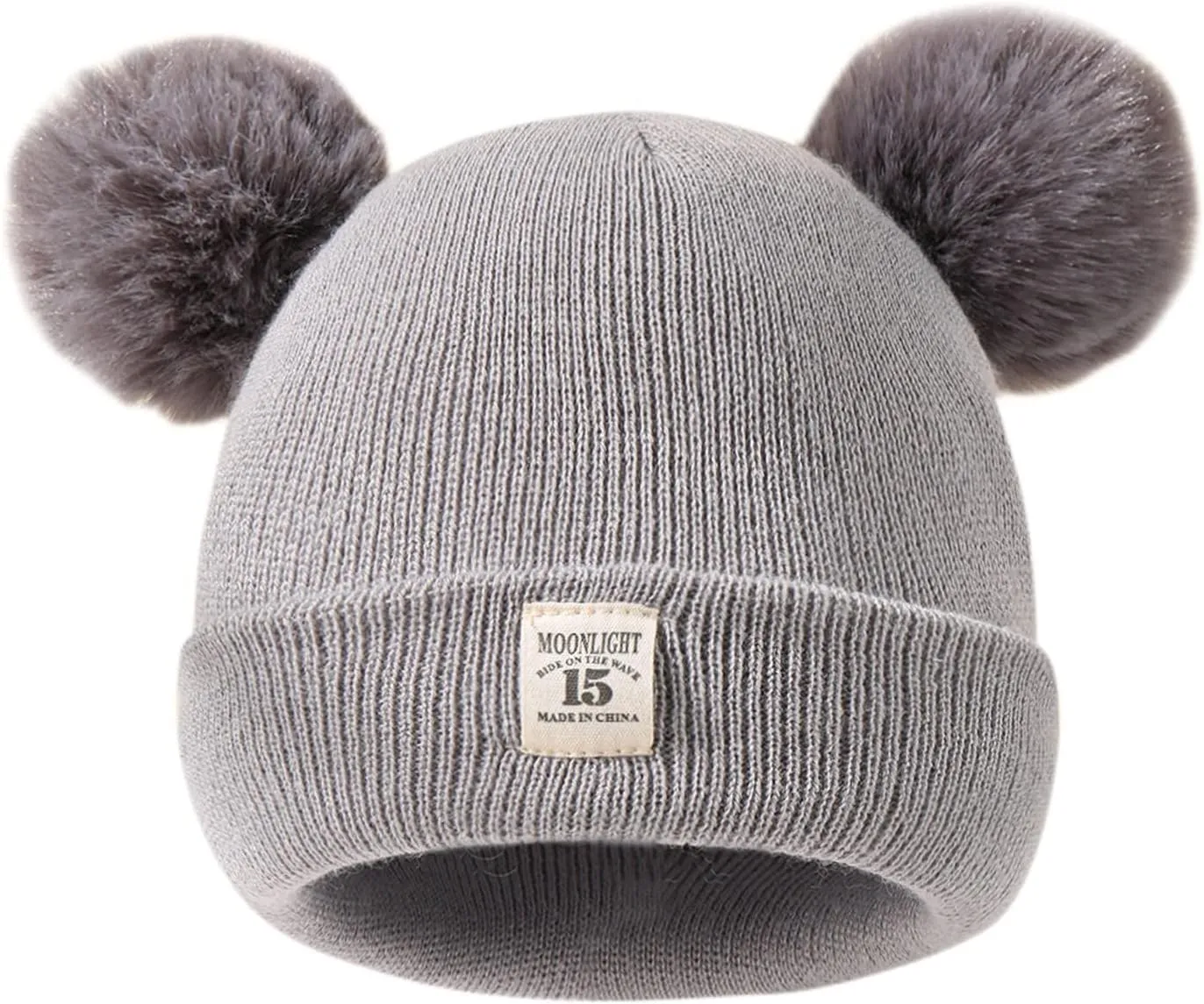 Winter Hat for Kids Toddler Children Boys Girls Beanie with Double Poms Poms Soft Warm Knitted Beanie Hat