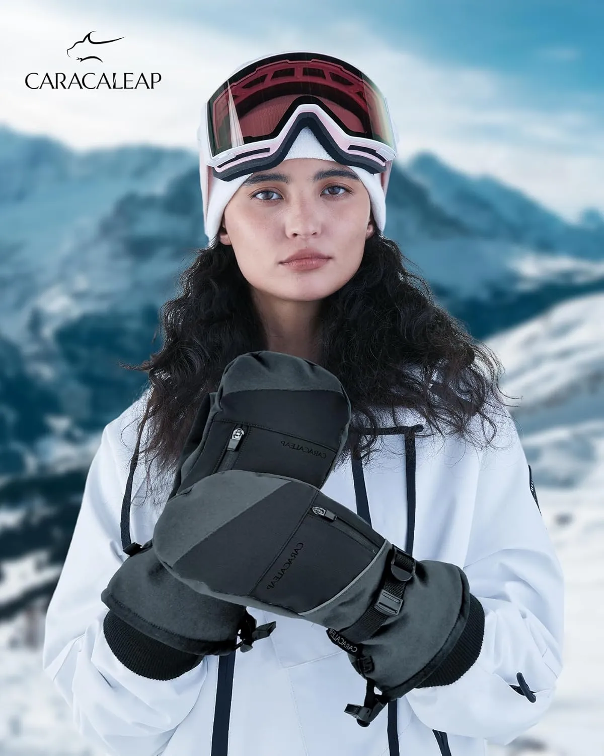 Winter Ski Mittens for Men Women Cold Weather- Warm Snow Mitts Gloves Waterproof & Windproof for Snowboard Snow Sports