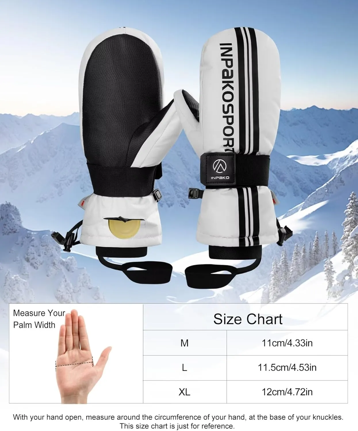 Winter Ski Mittens with Removable Wrist Guard, 3M Thinsulate Snow Mittens with Inside Glove Liners, Waterproof Windproof Touchscreen Snowboard Mitten for Men Women, 5-Layer Thermal Cold Weather