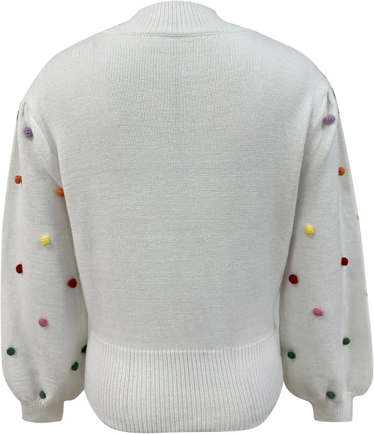 Women's Round Neck Colorful Ball Knit Pullover Sweater Rose Sweater Matching Sweater Sets for Women