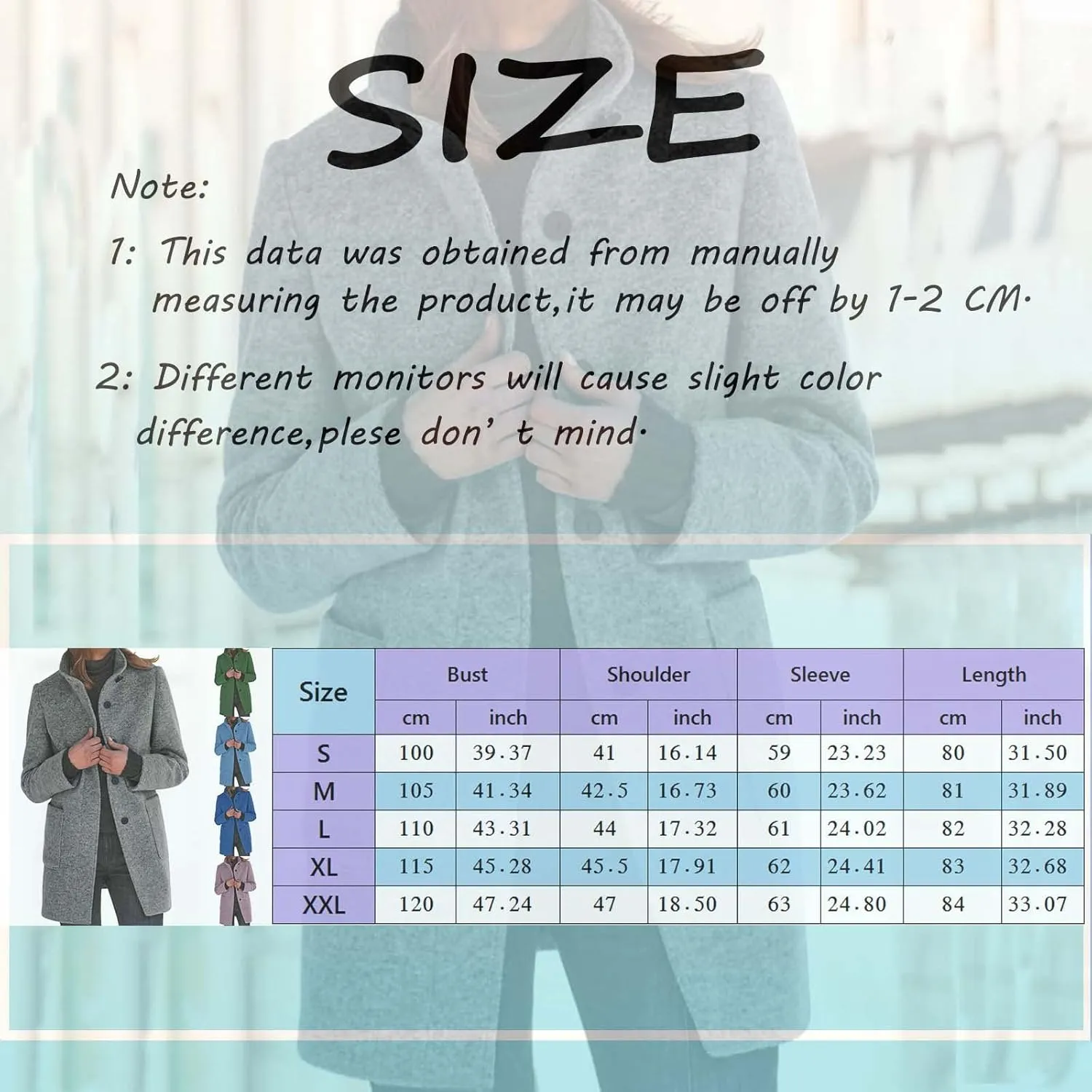 Wool Coats for Women 2024 Oversized Fashion Thicken Stand Collar Single Breasted Winter Jackets with Pockets
